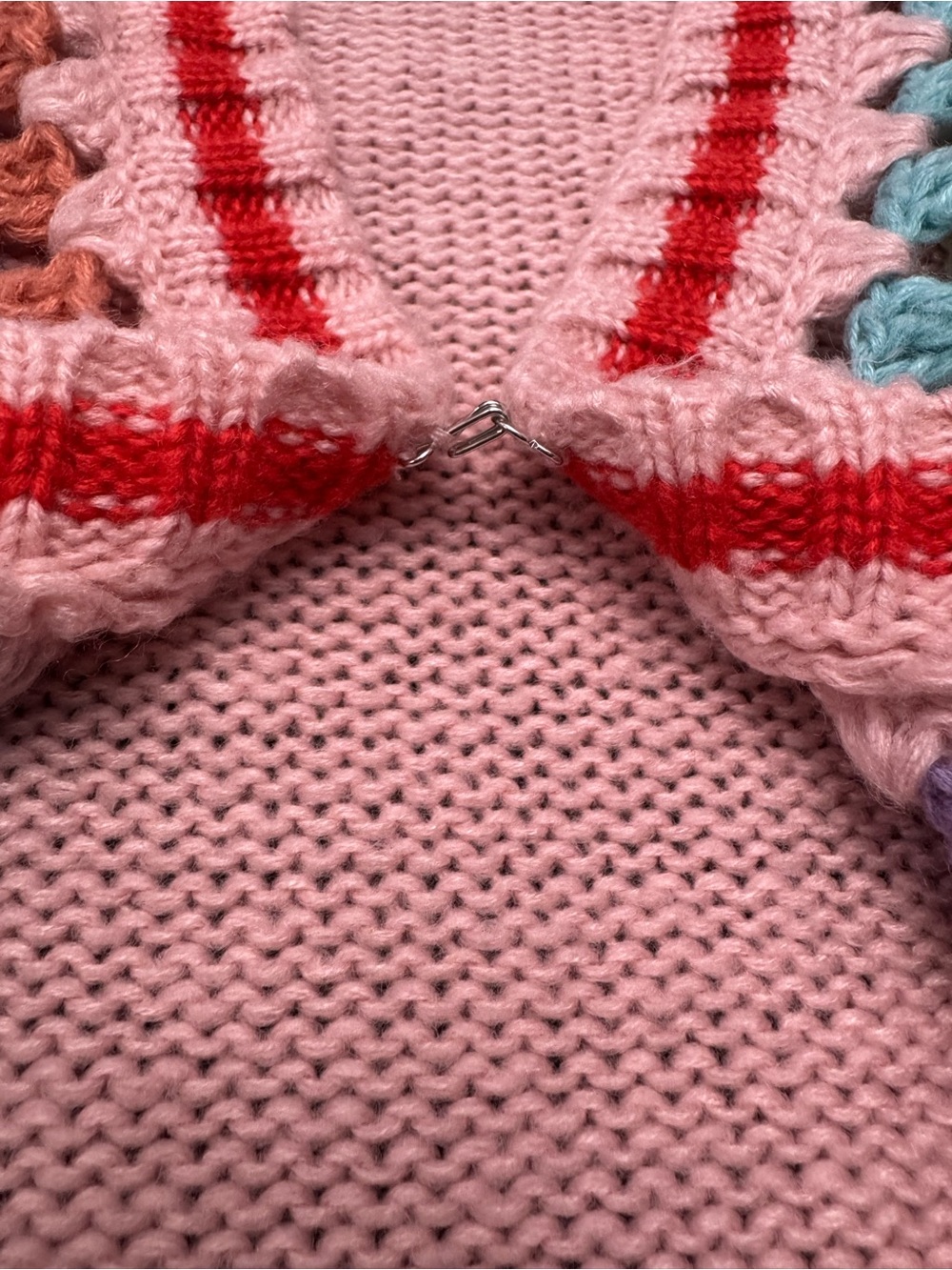 Pink Lily Pastel Pink Crochet Patchwork Cardigan - Picture 8 of 17